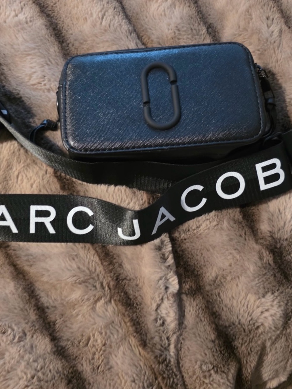 Marc Jacobs Black Textured Camera Crossbody with Logo Strap
